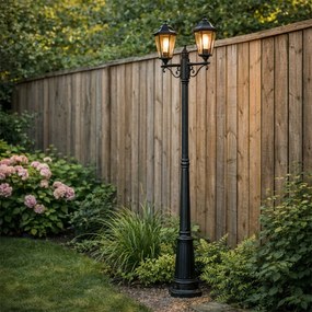 Lanterna de exterior preta 220 cm 2-luzes IP44 - Havana