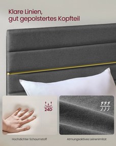 Estrutura de cama moderna 90 x 200 cm (COLCHÃO NÃO INCLUIDO) com cabeceira estofada para quarto cinza ardósia