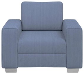 Poltrona tecido corduroy 60 cm azul