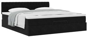 Estrutura de cama otomana com colchão 160x200 cm veludo preto