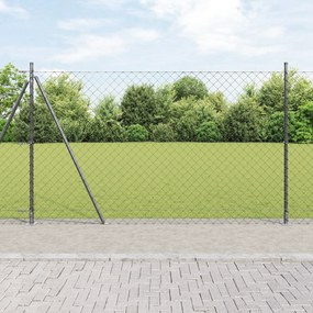 Cerca de Cadeia com 7 Postes Flangeados 1.4x10 m Aço Galvanizado