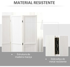 Biombo 3 Painéis Separador de Ambientes Dobrável 120x1,8x170 cm Painel de Privacidade Estilo Rústico Branco