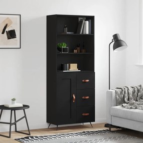 vidaXL Armário alto 69,5x34x180 cm derivados de madeira preto