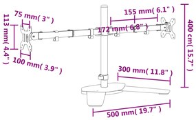 Suporte duplo para monitor VESA 75/100 mm aço preto