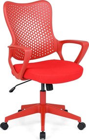 Cadeira de escritório ergonómica com braços, almofada acolchoada e encosto respirável, modelo «Borboleta», para estudar e trabalhar, vermelha