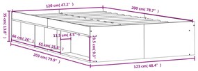 Estrutura de cama 120x200 cm cinza sonoma