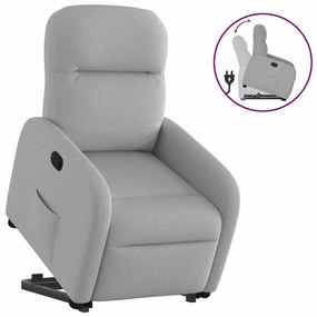 vidaXL Poltrona reclinável elevatória tecido cinzento-nublado