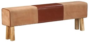 vidaXL Boque de ginásio 160 cm couro genuíno castanho/acácia maciça