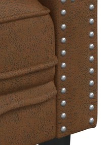 Sofá chesterfield camurça artificial castanho