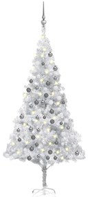 vidaXL Árvore Natal artificial pré-iluminada c/bola 180cm PET prateado