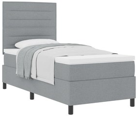 Cama Box Spring com Colchão Cinza Claro 80x200 cm Tecido