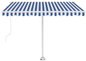 Toldo automático independente 300x250 cm azul e branco