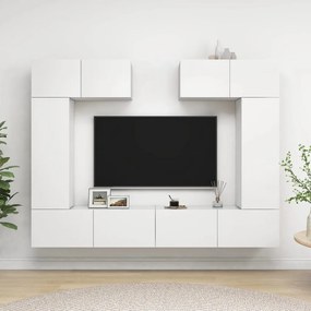 6 pcs conjunto de móveis de TV derivados de madeira branco