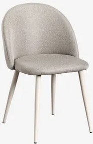 Pack De 2 Cadeiras De Jantar Estofadas E Em Aço Kana Beige Creme & Linho Castanho Moka & Linho - Sklum