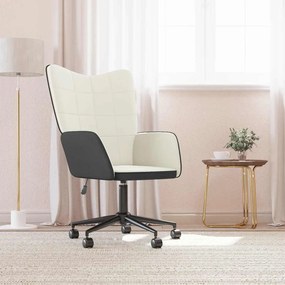 vidaXL Cadeira de descanso PVC e veludo branco nata