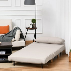Sofá-cama estofado individual com almofada acolchoada e encosto ajustá
