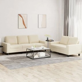 2 pcs conjunto de sofás tecido cor creme