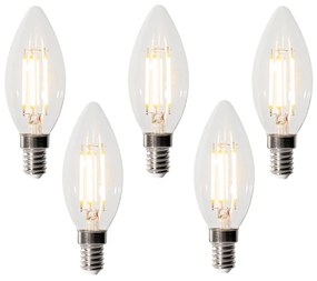 Conjunto de 5 lâmpadas LED E14 reguláveis em 3 níveis B35 transparente 4W 450 lm 2700K