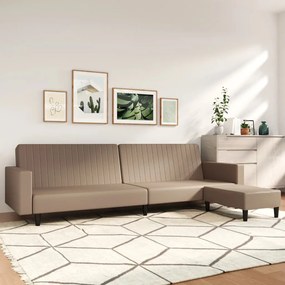 3081888 vidaXL Sofá-cama 2 lugares c/ apoio de pés couro artificial cappuccino