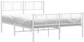 Estrutura de cama com cabeceira e pés 140x190 cm metal branco