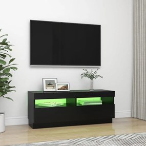 Móvel de TV com luzes LED 100x35x40 cm preto