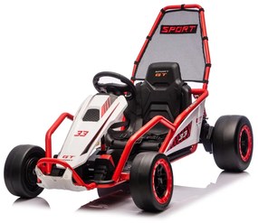 Kart elétrico para Crianças 24 V TORNADO Gokart Função Drift, Rodas espuma plástica EVA, assento couro ecológico vermelho
