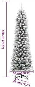 Árvore de Natal artificial fina com neve PVC e PE 180 cm