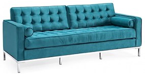 Sofá ARLES, 3 lugares, tecido velvet turquesa