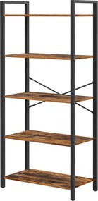 Estante de armazenamento com de 5 níveis 30 x 66 x 153 cm castanho vintage-Preto