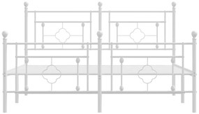 Estrutura de cama com cabeceira e pés 160x200 cm metal branco