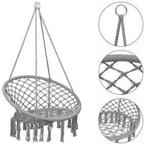 Cadeira de baloiço em rede 80 cm cinzento