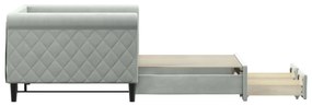 Sofá-cama c/ gavetão e gavetas 90x190 cm veludo cinzento-claro
