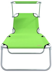 Espreguiçadeiras Dobráveis 2 pcs com Teto Verde Tecido Oxford 600D