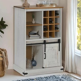 Adega HALDEN com Suporte para Vinhos e Porta Deslizante Pinho