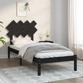 vidaXL Estrutura de cama 90x200 cm madeira maciça preto