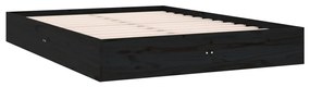 Estrutura cama pequena casal 120x190 cm pinho maciço preto