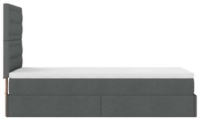 Cama Otomana com colchão &amp; LEDs 80x200cm tecido cinza-escuro