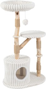 Arranhador para Gatos, 56 x 41 x 105 cm, Tronco de Madeira de Pereira, Bege