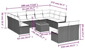 12 pcs conjunto de sofás p/ jardim com almofadões vime PE bege