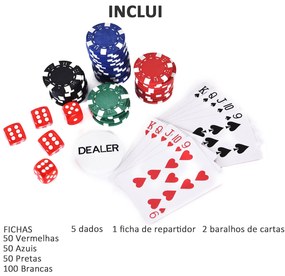 HOMCOM Mala de Poker Profissional com 200 Fichas Jogo de Pôquer Casino