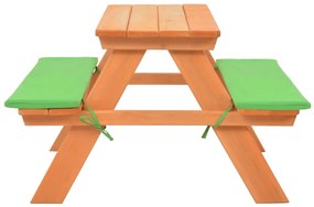 Mesa de piquenique infantil c/ bancos 89x79x50cm abeto maciço