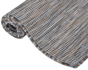 Tapete de tecido plano p/ exterior 200x280 cm castanho e azul