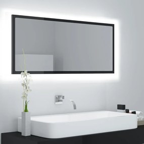 vidaXL Espelho casa banho c/ LED 100x8,5x37cm acrílico preto brilhante