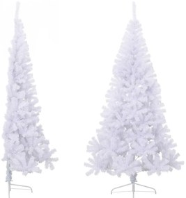 Meia árvore de Natal artificial com suporte 210 cm PVC branco