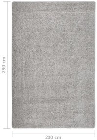 Tapete shaggy 200x290 cm antiderrapante cinzento-claro