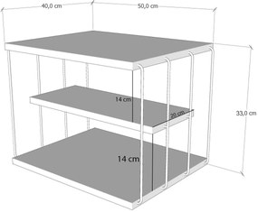 Mesa de Apoio Lifon – Branco/Preto – 50x33x40 cm