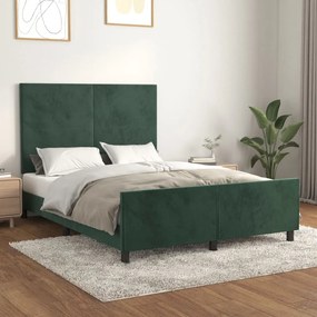 Estrutura de cama sem colchão 140x200 cm veludo verde-escuro