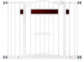 Porta para animais de estimação para aberturas de 74-104 cm com porta pequena 2 extensões Montagem sem perfuração Branca