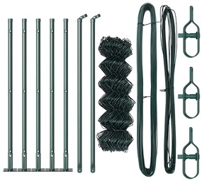 Conjunto de Postes de Cerca Prateado 10 x 0,4 m Aço Galvanizado
