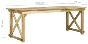Mesa de jardim 200x79x75 cm madeira de pinho impregnada
